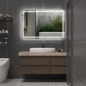 HUGO 1400x800mm Stačiakampis veidrodis / LED apšvietimas iš priekio ir galo / 2 LED juostos