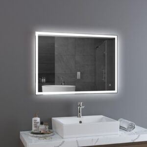 DIVA 1000x700mm Stačiakampis veidrodis / LED atitrauktas apšvietimas iš priekio ir iš galo