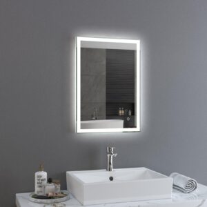 DIVA 500x700mm Stačiakampis veidrodis / LED atitrauktas apšvietimas iš priekio ir iš gal