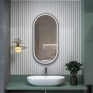 NORA 500x1000mm Ovalus veidrodis / LED apšvietimas iš priekio / Aliuminio rėmas padengtas milteliniu būdu