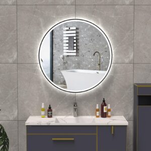 NEO 1000mm Apvalus veidrodis / LED apšvietimas iš priekio / Aliuminio rėmas padengtas milteliniu būdu