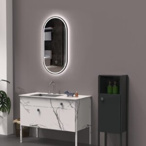 SOFI 500x1000mm Ovalus veidrodis / LED apšvietimas iš priekio ir galo / Aliuminio rėmas padengtas milteliniu būdu